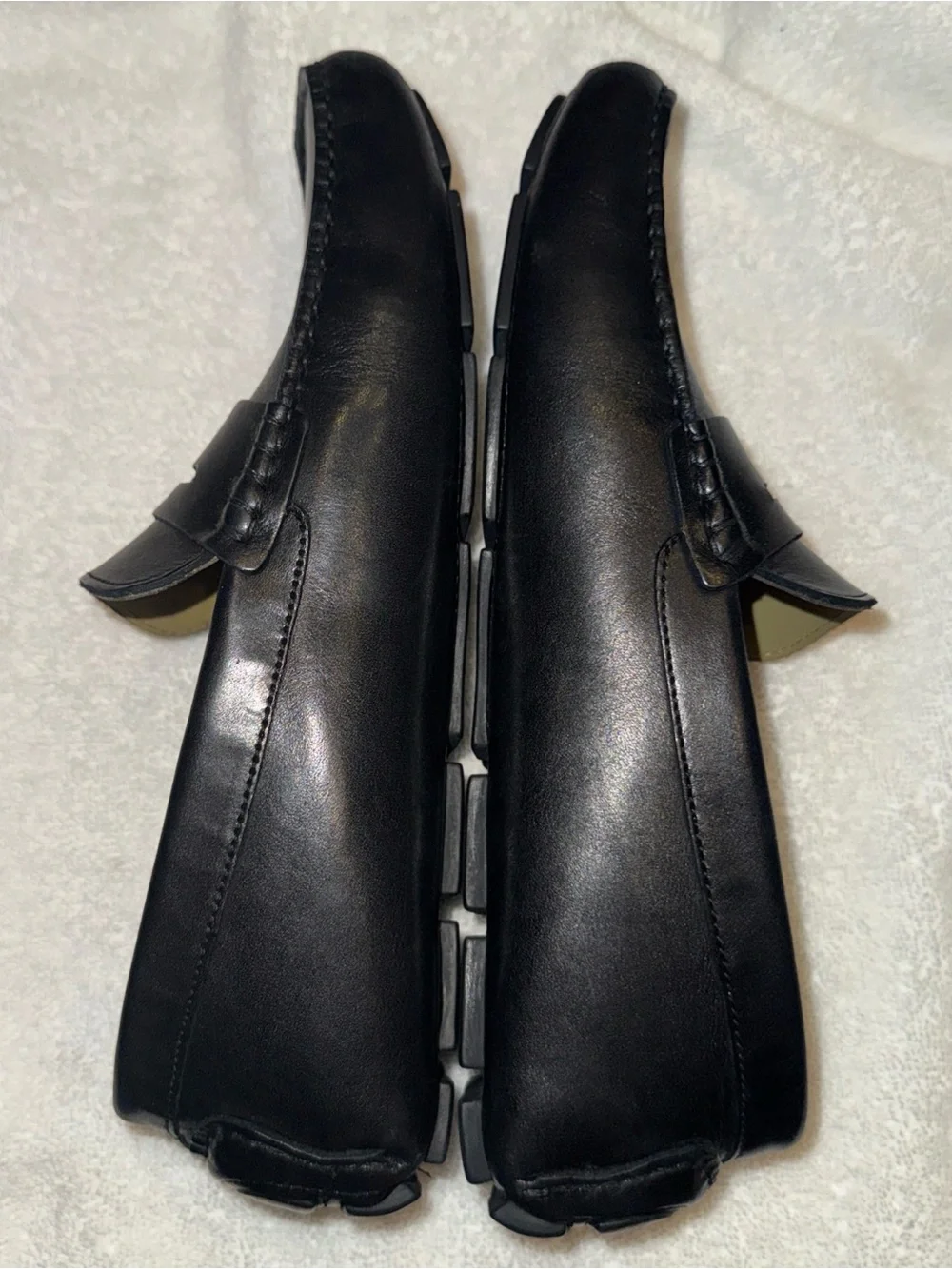 Vince Camuto Black Leather Penny Loafers with Tan Insole